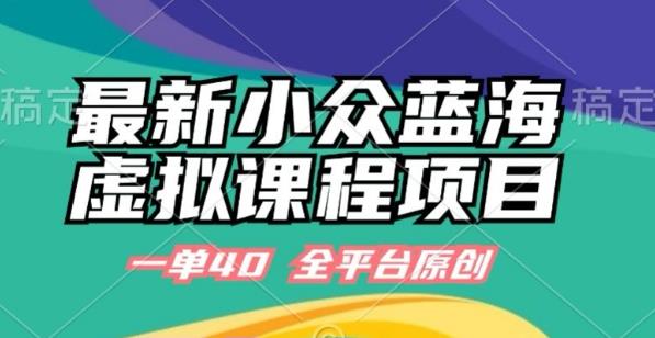 最新小众蓝海项目，每单40块轻松日入百元，附教程+工具-能赚项目网