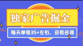 独家广告掘金单号35+左右！多号多得！附渠道+教程-能赚项目网